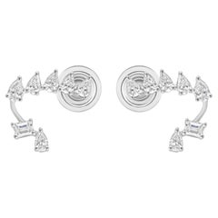 Natürliche 0,56 Karat birnenförmige Diamant-Ohrringe im Smaragdschliff aus 18 Karat Weißgold Schmuck