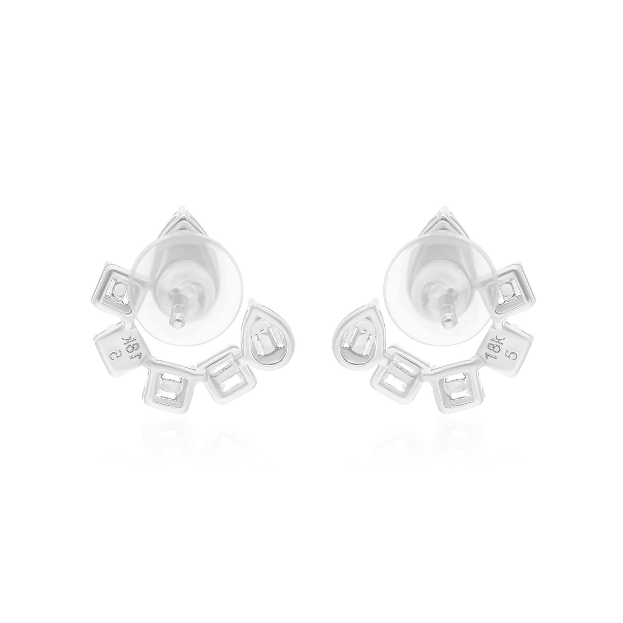 Pendientes de diamantes redondos baguette SI/H naturales de 0,56 quilates y oro blanco de 18 quilates en Nuevo estado para la venta en Diera, Dubai