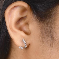Natural 0.56Carat SI/H Diamond Stud Earrings Wedding Jewelry 18 Karat White Gold