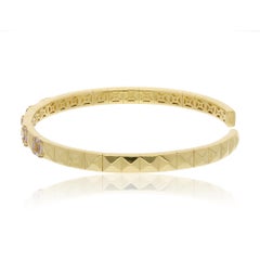 Natural 0.56 Carat SI/H Diamond Cuff Bangle Bracelet 18 Karat Yellow Gold