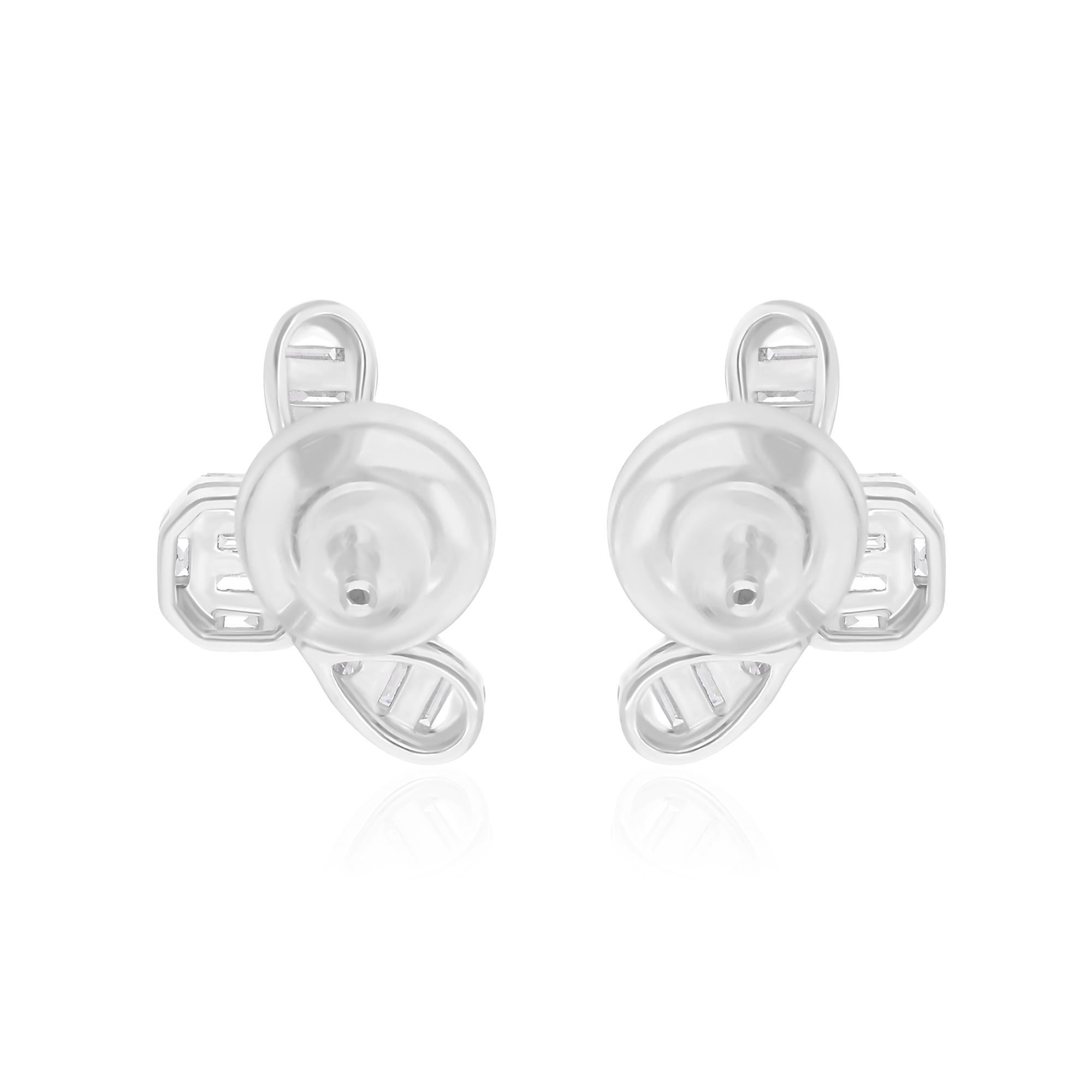Natürliche 0,56 Karat SI/H Smaragdschliff Diamant-Ohrringe 18 Karat Weißgold Schmuckschmuck Damen im Angebot