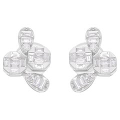 Natürliche 0,56 Karat SI/H Smaragdschliff Diamant-Ohrringe 18 Karat Weißgold Schmuckschmuck