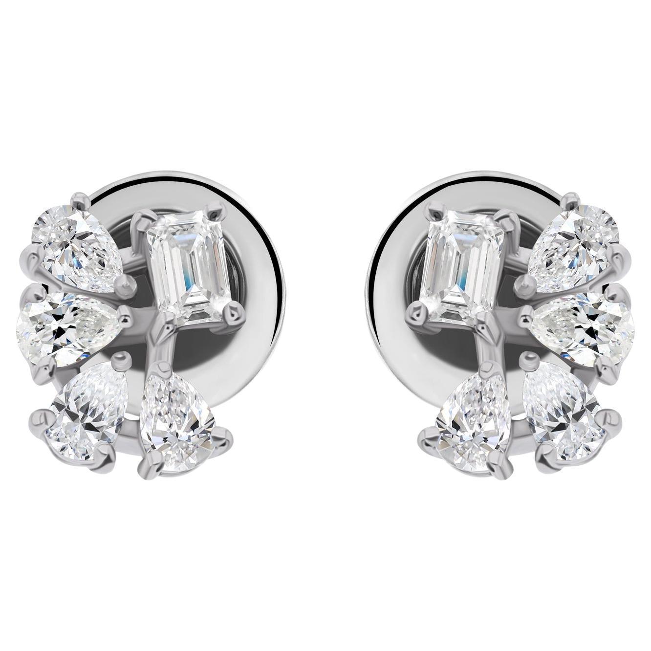 Pendientes de diamantes múltiples naturales de 0,57 quilates, claridad SI y color HI, oro blanco de 9 quilates