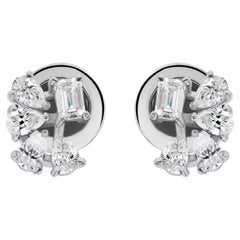 Pendientes de diamantes múltiples naturales de 0,57 quilates, claridad SI y color HI, oro blanco de 9 quilates