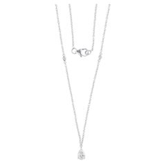 Natural 0.57 Ct. Pear & Round Diamond Chain Necklace 18 Karat White Gold Jewelry
