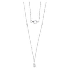 Natural 0.57ct Pear & Round Diamond Chain Necklace 14 Karat White Gold Jewelry