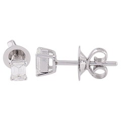 Natural 0.58 Carat Emerald Cut Diamond Stud 14k White Gold Solitaire Earrings