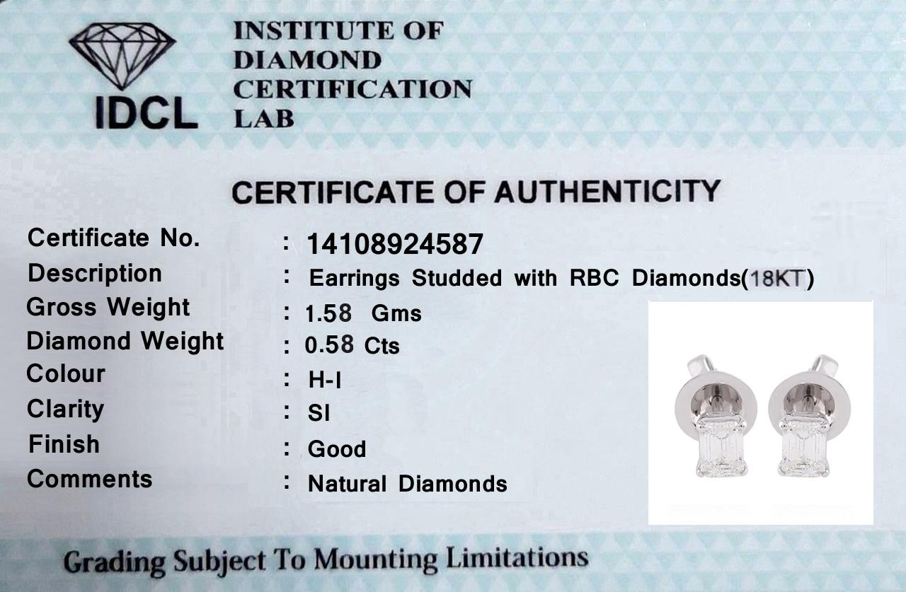 Natürliche 0,58 Karat Smaragd Diamant Ohrstecker massiv 18k Weißgold Schmuck im Zustand „Neu“ im Angebot in Diera, Dubai