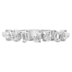 Natürlicher 0,58 Karat mehrfarbiger Diamantring 14 Karat Weißgold Handgefertigter Schmuck