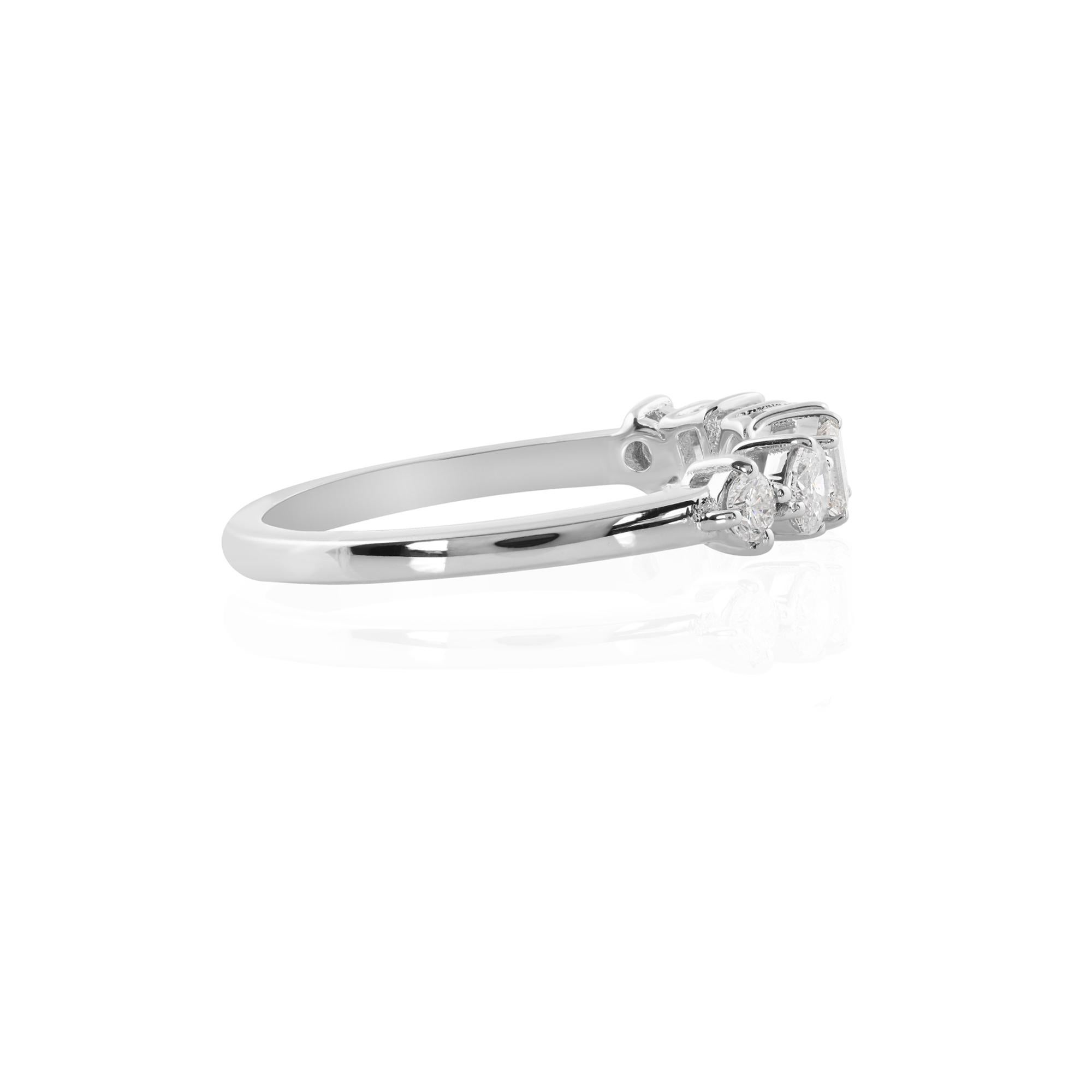 Women's Natural 0.58 Carat Multi Shape Diamond Ring 18 Karat White Gold Handmade Jewelry For Sale