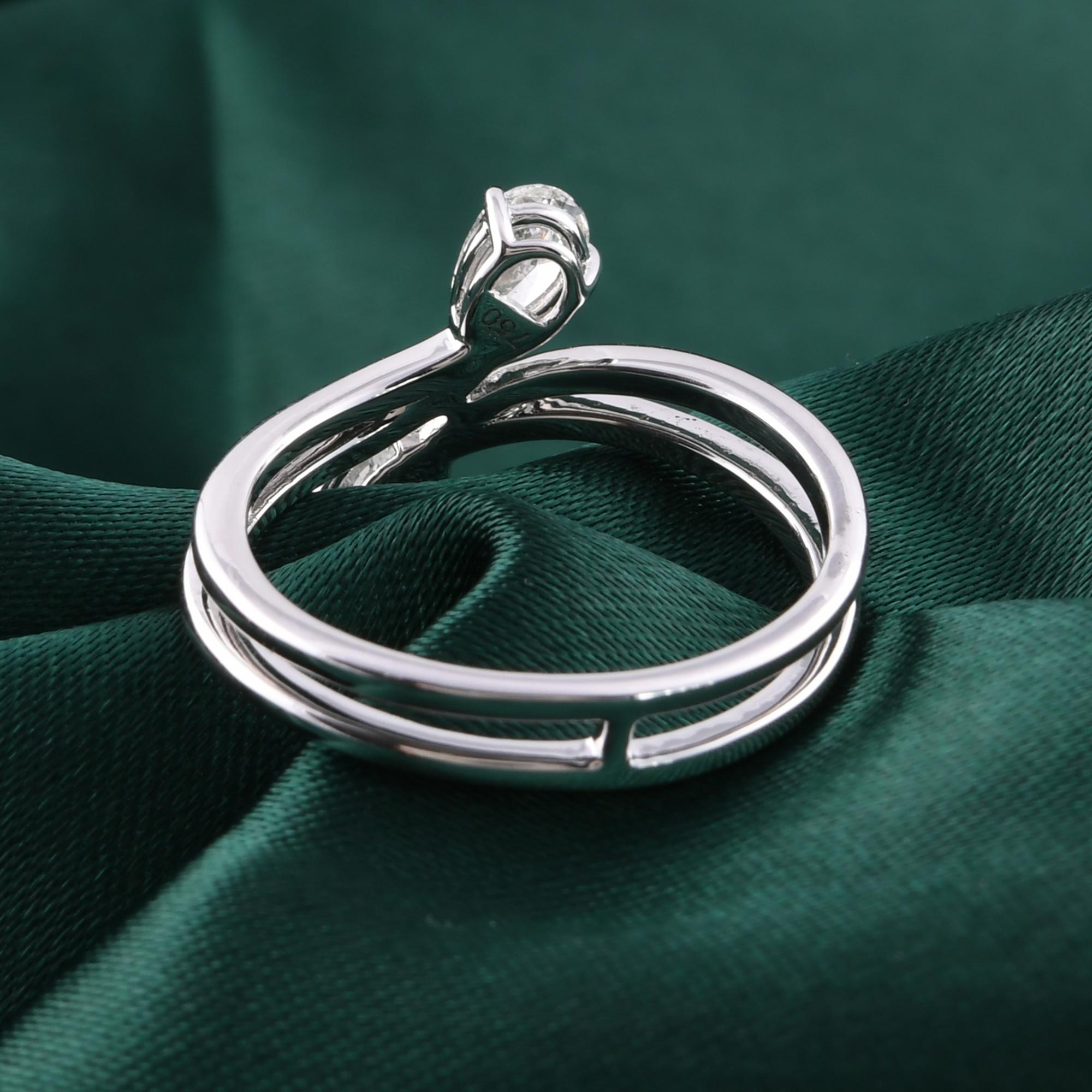 Im Angebot: Natürlicher 0,59 Karat SI Reinheit HI Farbe Diamantring 18 Karat Weißgold Schmuck () 2