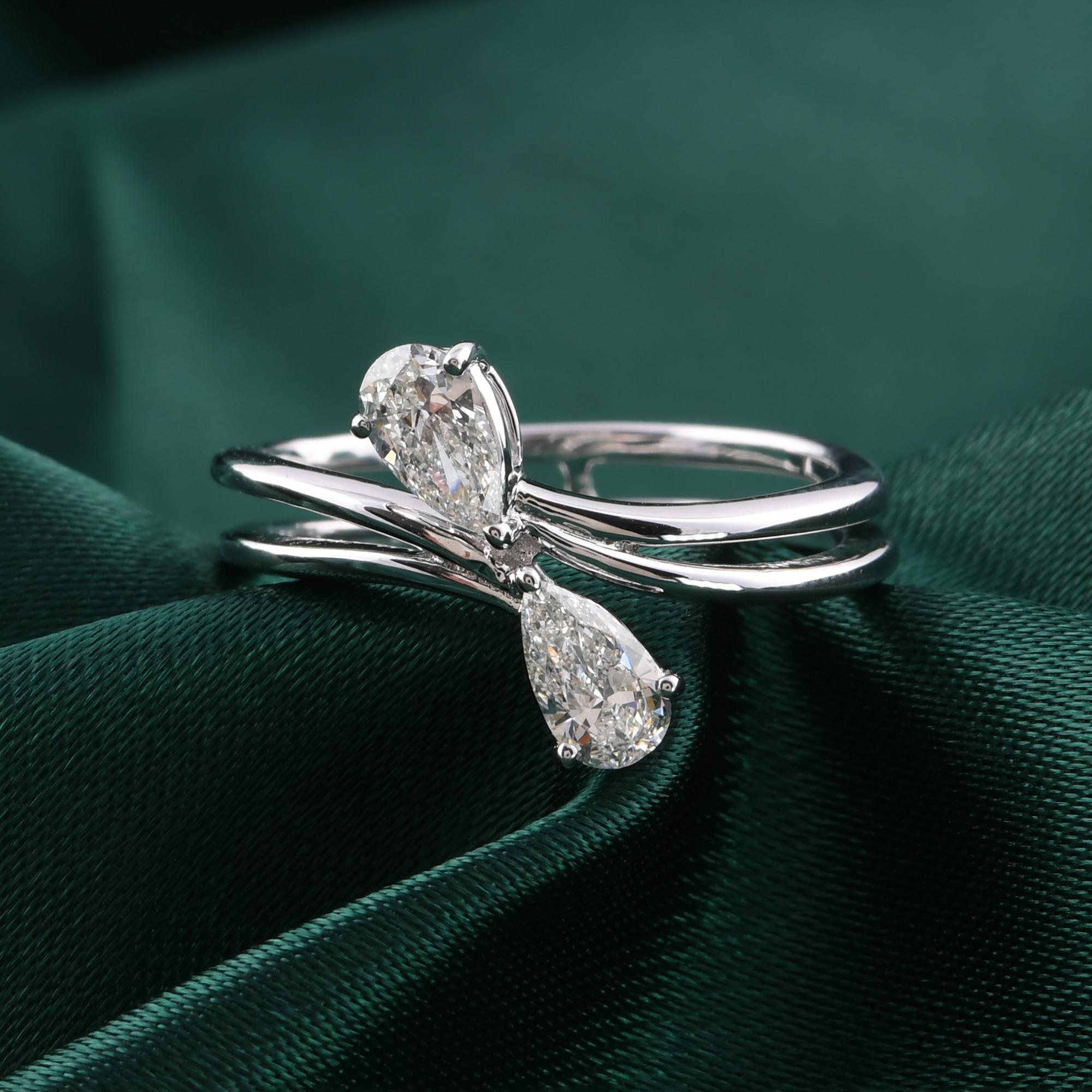 Im Angebot: Natürlicher 0,59 Karat SI Reinheit HI Farbe Diamantring 18 Karat Weißgold Schmuck () 4