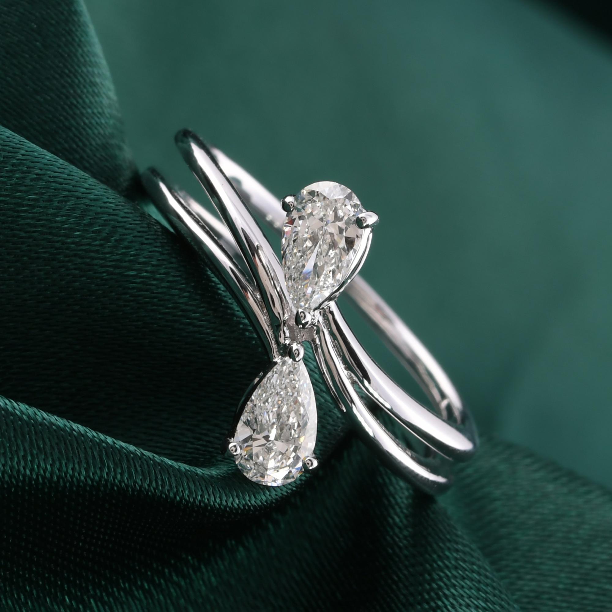 Im Angebot: Natürlicher 0,59 Karat SI Reinheit HI Farbe Diamantring 18 Karat Weißgold Schmuck () 5