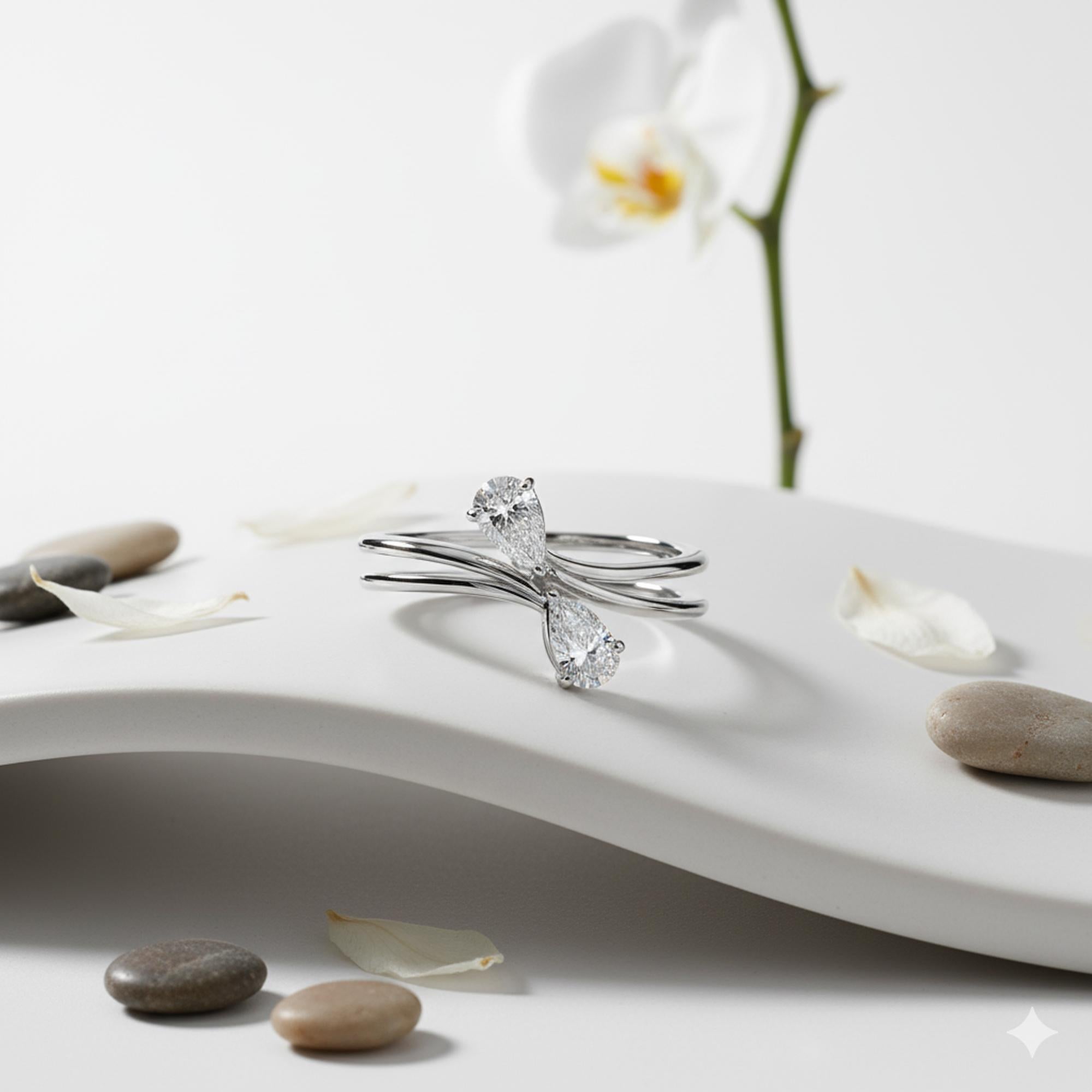 Im Angebot: Natürlicher 0,59 Karat SI Reinheit HI Farbe Diamantring 18 Karat Weißgold Schmuck () 7