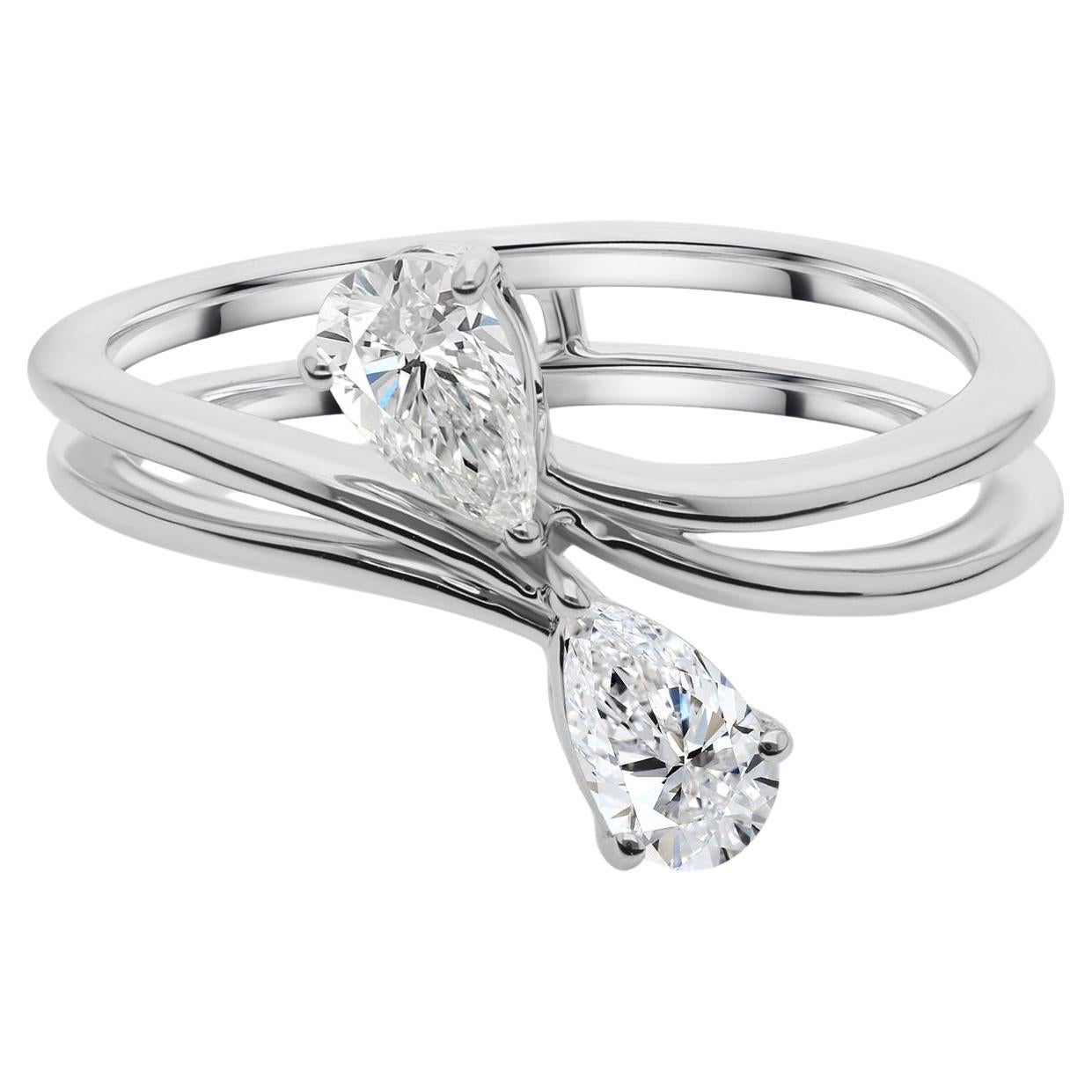 Anello con diamante naturale da 0,59 carati SI Clarity HI Color Gioielli in oro bianco 18 carati