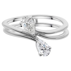 Natürlicher 0,59 Karat SI Reinheit HI Farbe Diamantring 18 Karat Weißgold Schmuck