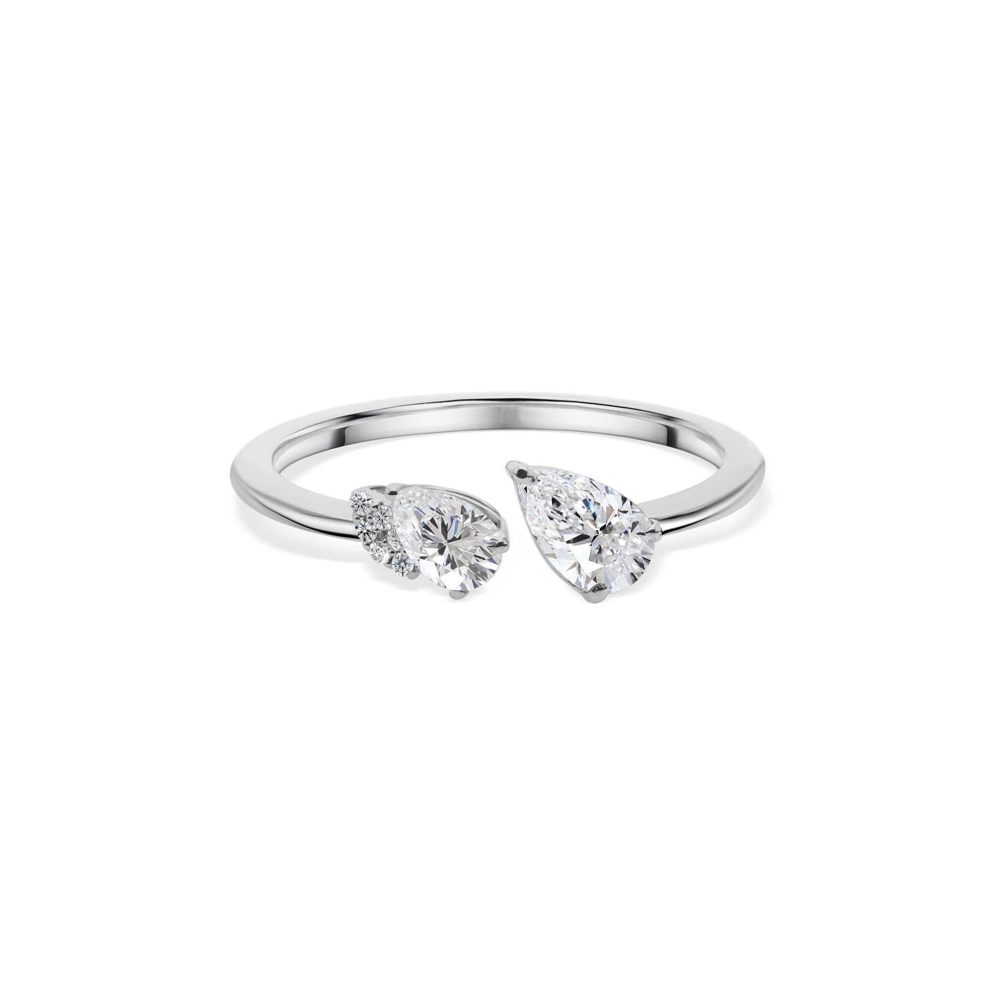 in vendita:  Anello con diamante a pera naturale da 0,59 carati, purezza SI e colore HI, oro bianco 18 carati 5