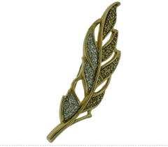 Natural 0.6 Carat Leaf Shaped Diamond 14 Karat Gold Pin or Brooch
