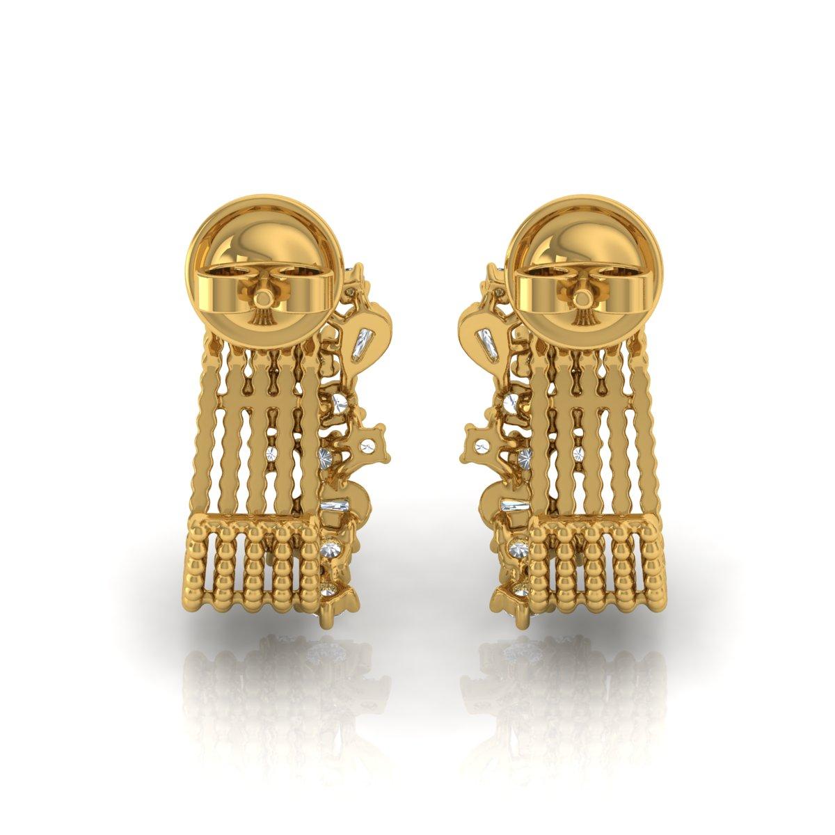 Modern Natural 0.6 Carat SI Clarity HI Color Diamond Hoop Earrings 14 Karat Yellow Gold For Sale