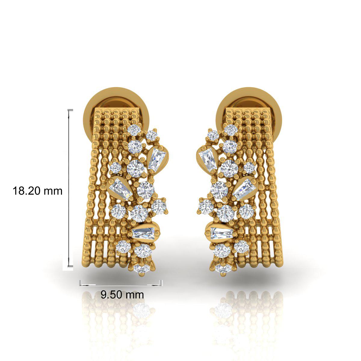 Natural 0.6 Carat SI Clarity HI Color Diamond Hoop Earrings 14 Karat Yellow Gold In New Condition For Sale In Diera, Dubai