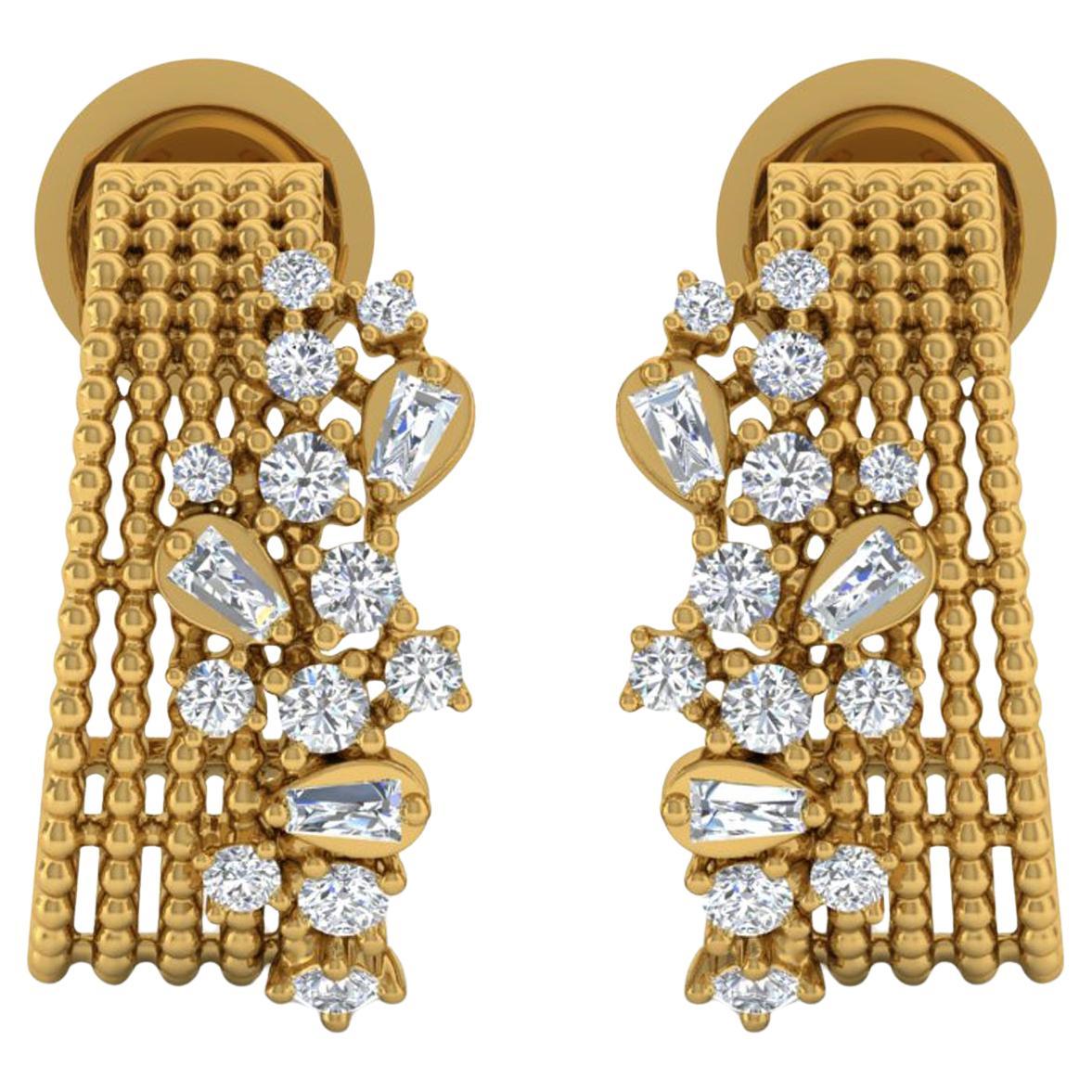 Orecchini a cerchio con diamanti naturali da 0,6 carati SI Clarity HI Color Oro giallo 18 carati