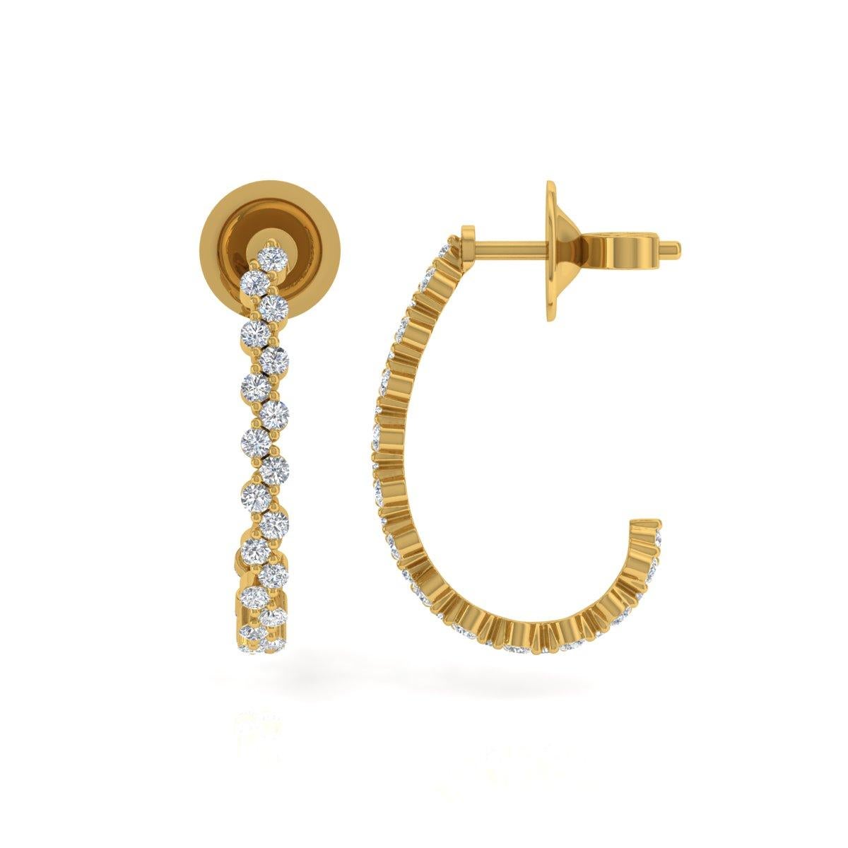 Natürlicher 0,6 Karat SI/H Diamant-Ohrringe aus 18 Karat Gelbgold mit rundem Brillantschliff (Moderne) im Angebot