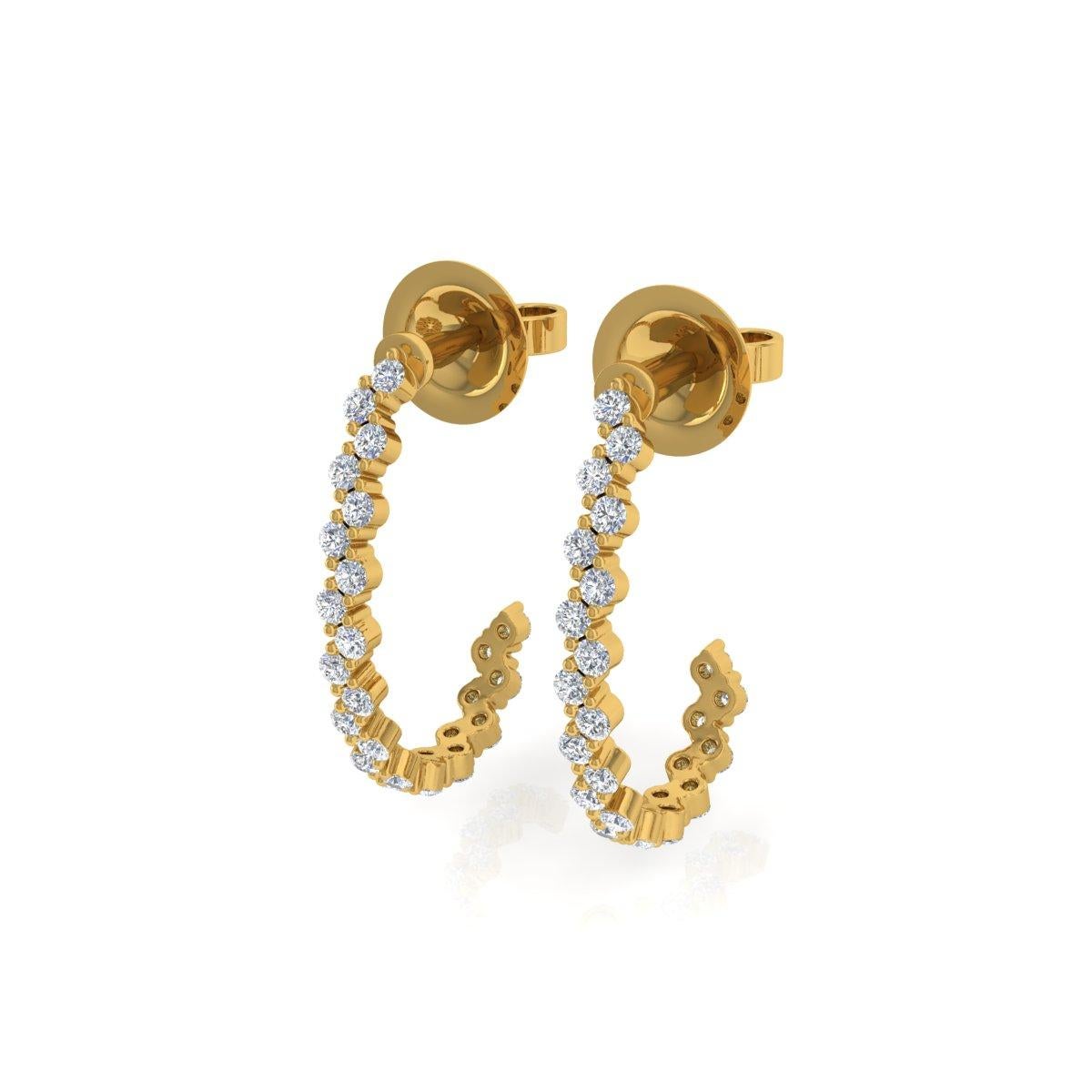 Natürlicher 0,6 Karat SI/H Diamant-Ohrringe aus 18 Karat Gelbgold mit rundem Brillantschliff (Rundschliff) im Angebot