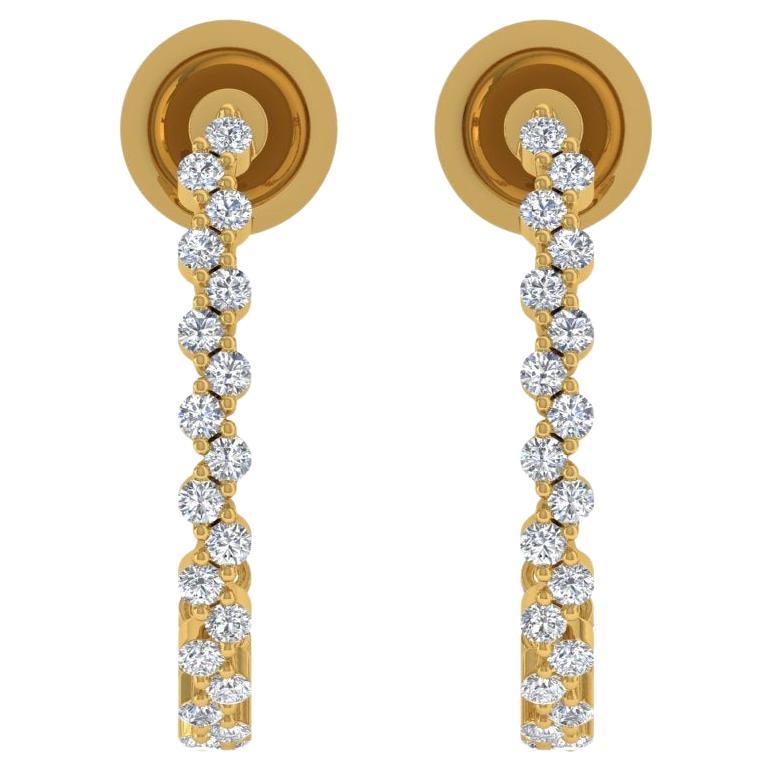 Natural 0.6 Carat SI/H Round Brilliant Cut Diamond Earrings 18 Karat Yellow Gold