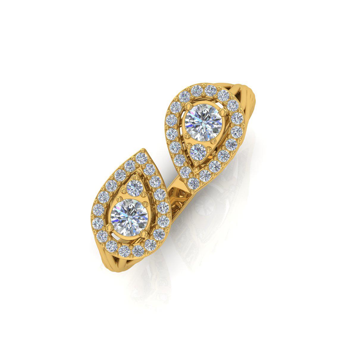 Bague manchette en or jaune 18 carats avec diamants naturels de 0,60 carat, fabrication artisanale Pour femmes en vente
