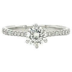 Natural 0.60 Carat Diamond Engagement Ring with Diamond Sides in 18K White Gold 