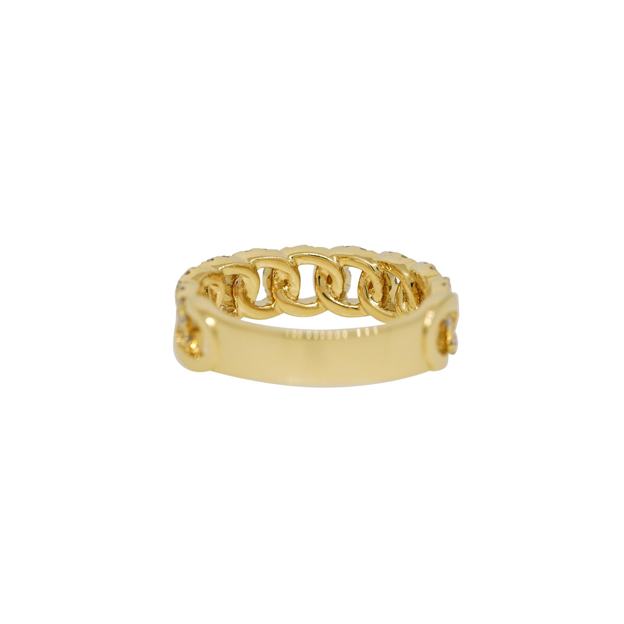 18k Yellow Gold Natural 0.60 Carat Diamond Pave Cuban Link Fashion Ring

This stunning ring features 0.60 carats of natural, pave set, round-cut diamond and is set in beautiful, 18-karat yellow gold. This ring will make a great gift for the