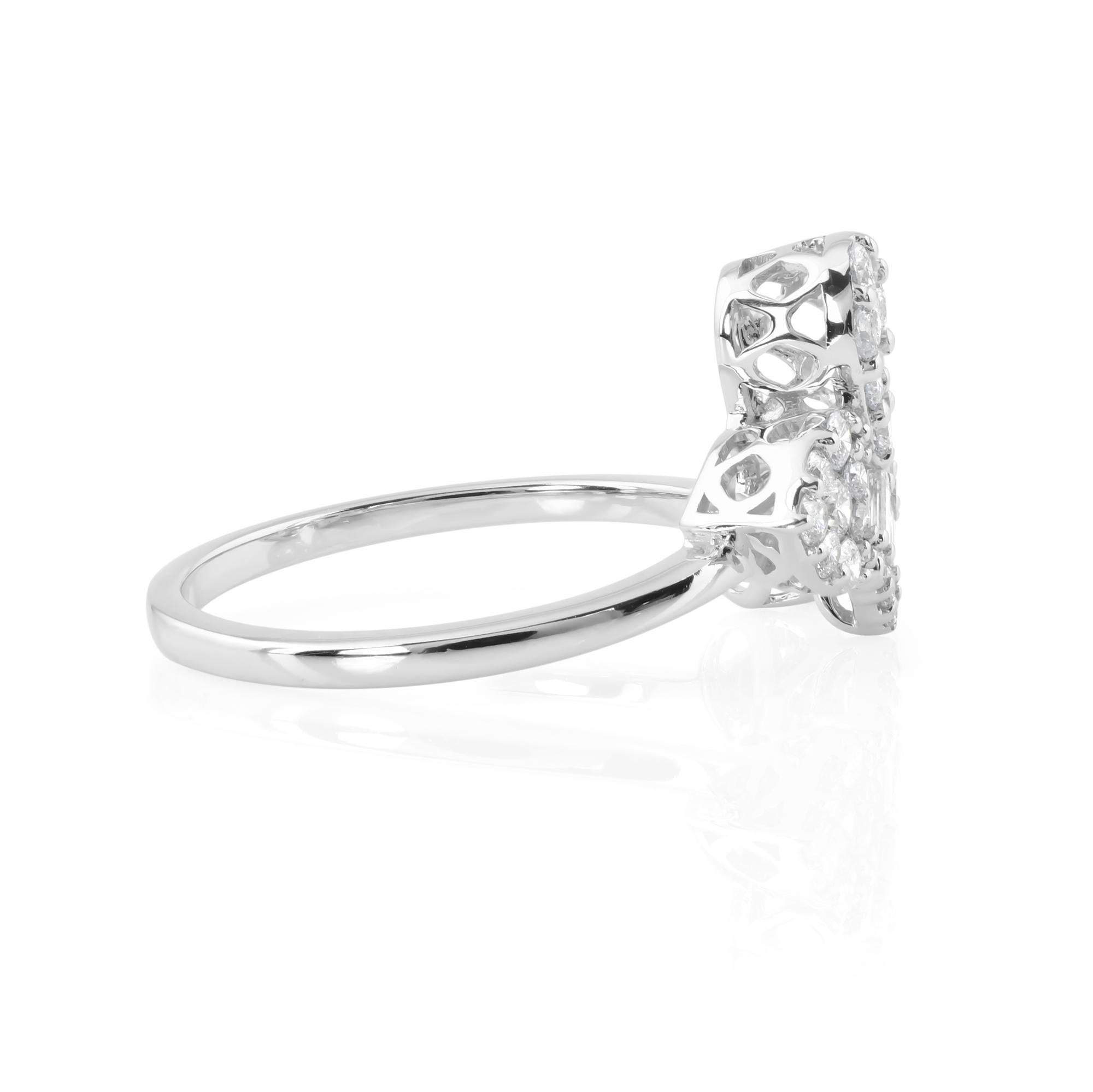 Cast from 18-karat gold, these exquisite ring is handset with 0.60 carats of sparkling diamonds.

The ring is a size 7 US and may be resized to larger or smaller upon request. FOLLOW SPECTRUM JEWELS storefront to view the latest collection &