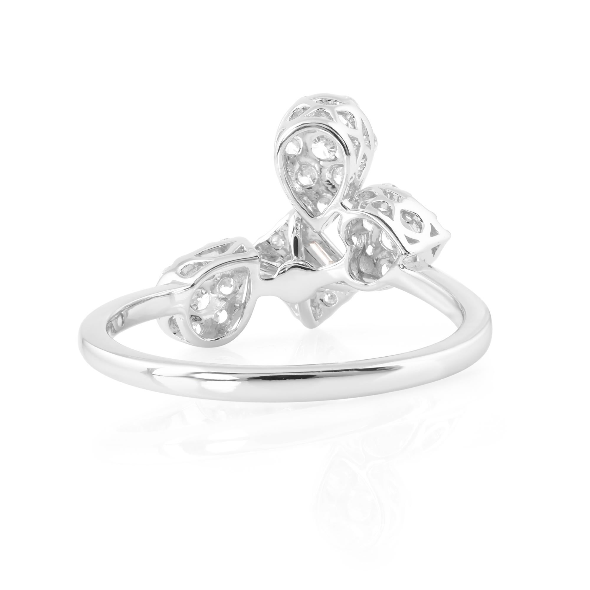 Baguette Cut Natural 0.60 Carat SI Clarity HI Color Diamond Designer Ring 18 Karat White Gold For Sale