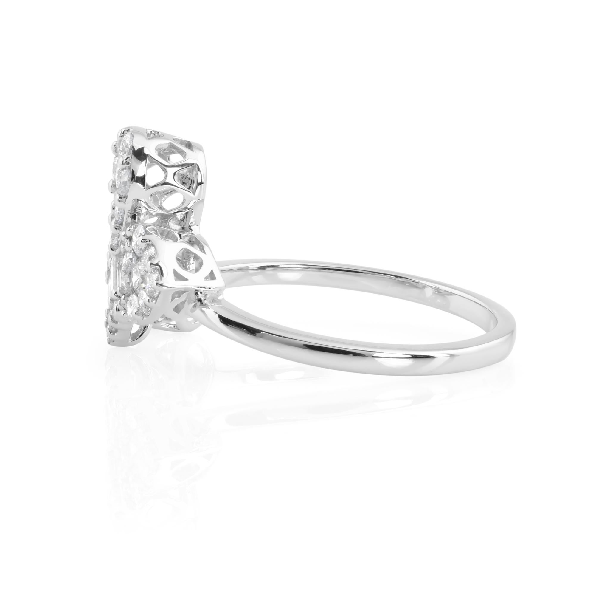 Natural 0.60 Carat SI Clarity HI Color Diamond Designer Ring 18 Karat White Gold In New Condition For Sale In Diera, Dubai