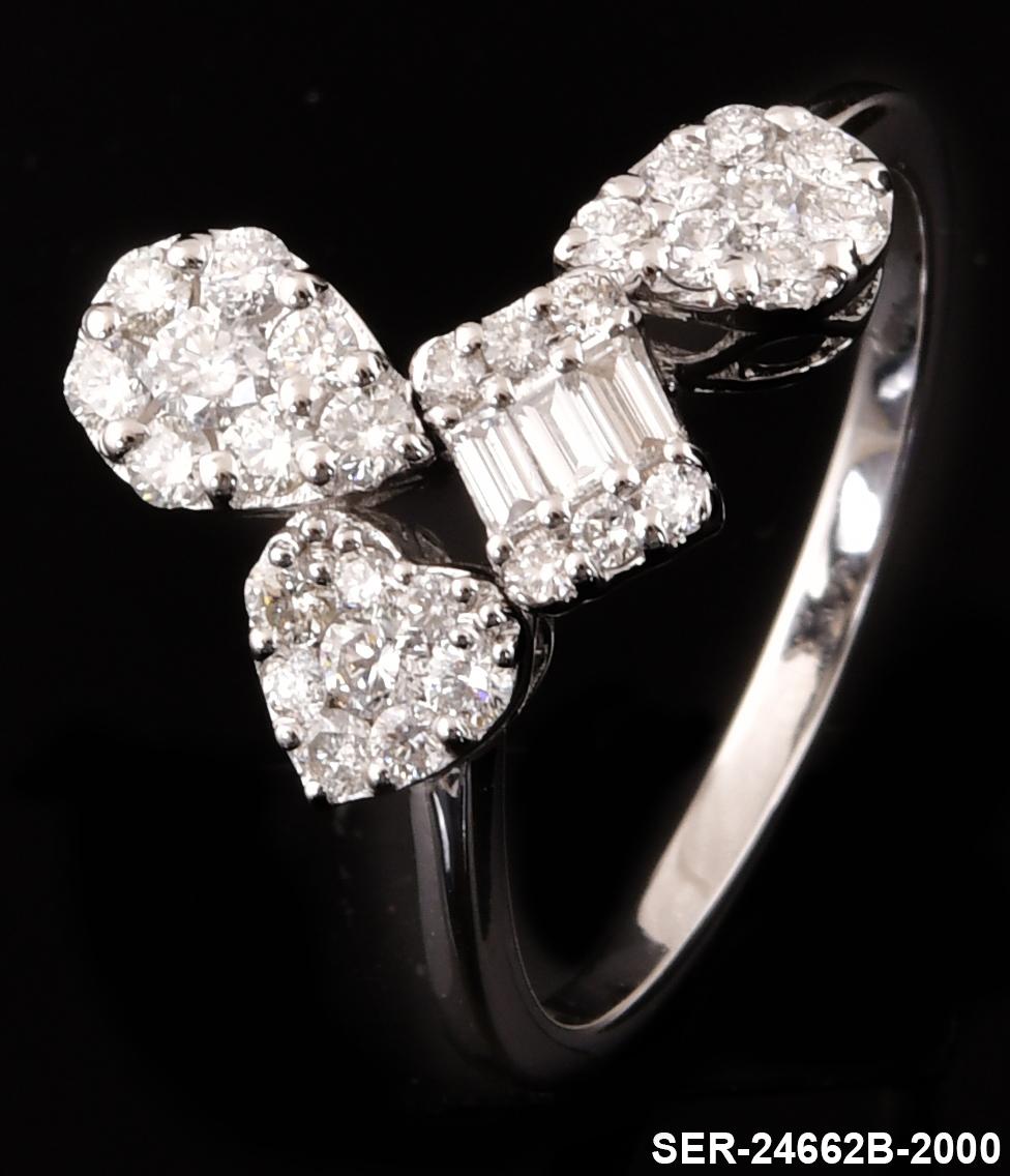 Women's Natural 0.60 Carat SI Clarity HI Color Diamond Designer Ring 18 Karat White Gold For Sale