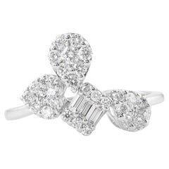 Natürlicher natürlicher 0,60 Karat SI Reinheit HI Farbe Diamant Designer-Ring 18 Karat Weißgold