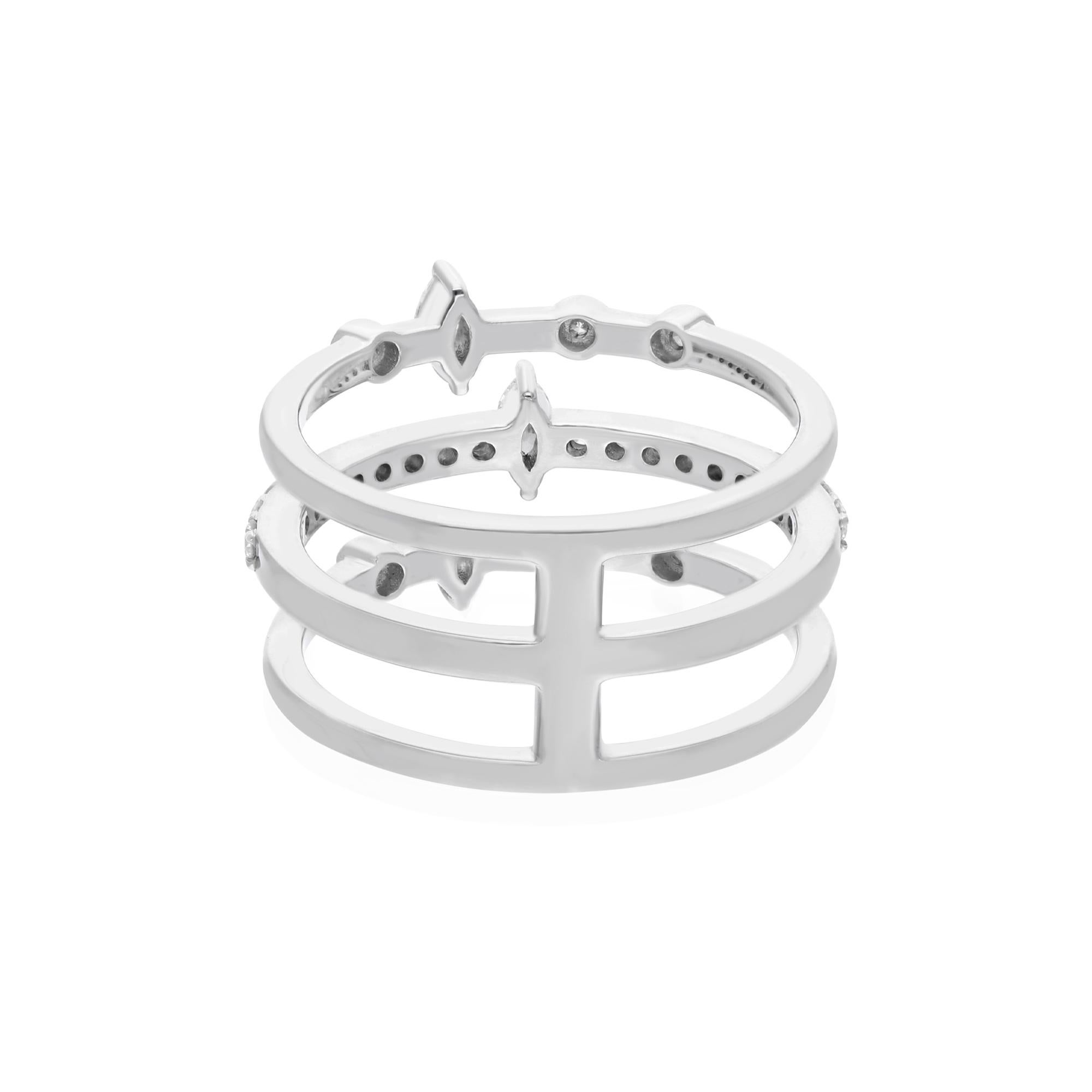 Modern Natural 0.60 Carat SI Clarity HI Color Diamond Ring 14 Karat White Gold Jewelry For Sale