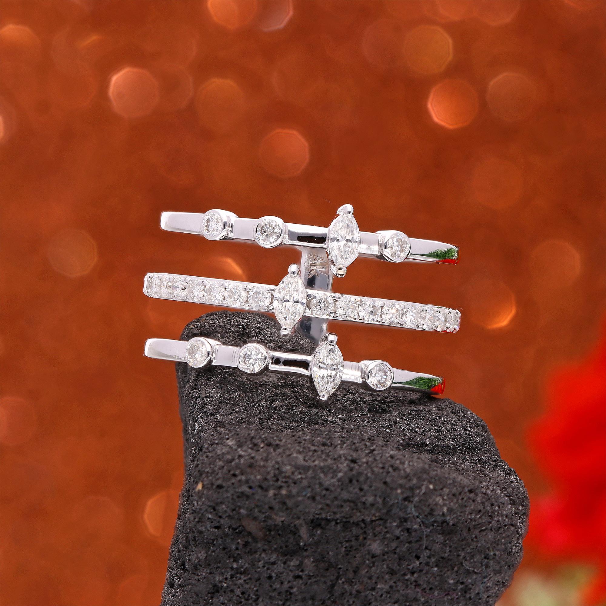 Natural 0.60 Carat SI Clarity HI Color Diamond Ring 14 Karat White Gold Jewelry In New Condition For Sale In Diera, Dubai