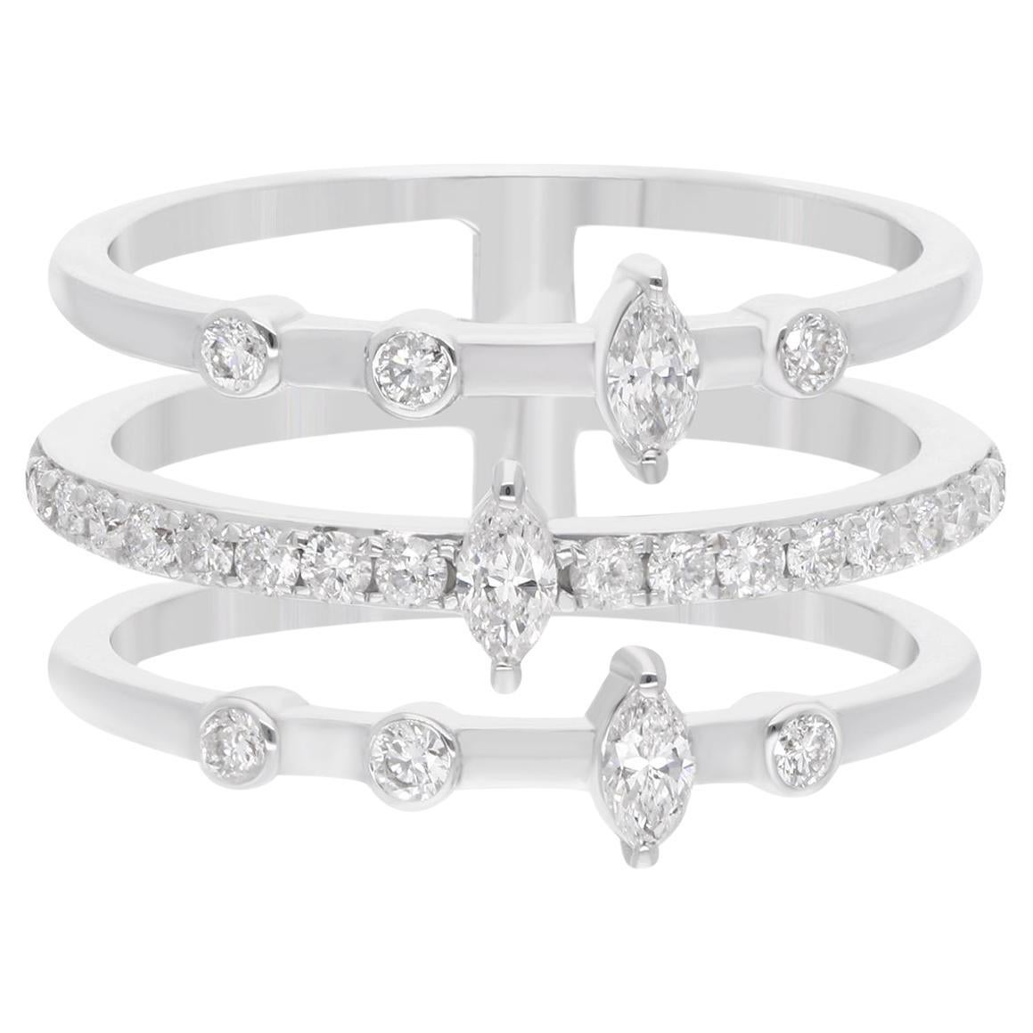 Anello con diamante naturale da 0,60 carati SI Clarity HI Color Gioielli in oro bianco 14 carati