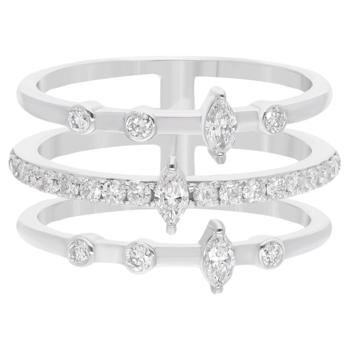 Natural 0.60 Carat SI Clarity HI Color Diamond Ring 18 Karat White Gold Jewelry