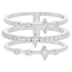 Natural 0.60 Carat SI Clarity HI Color Diamond Ring 18 Karat White Gold Jewelry
