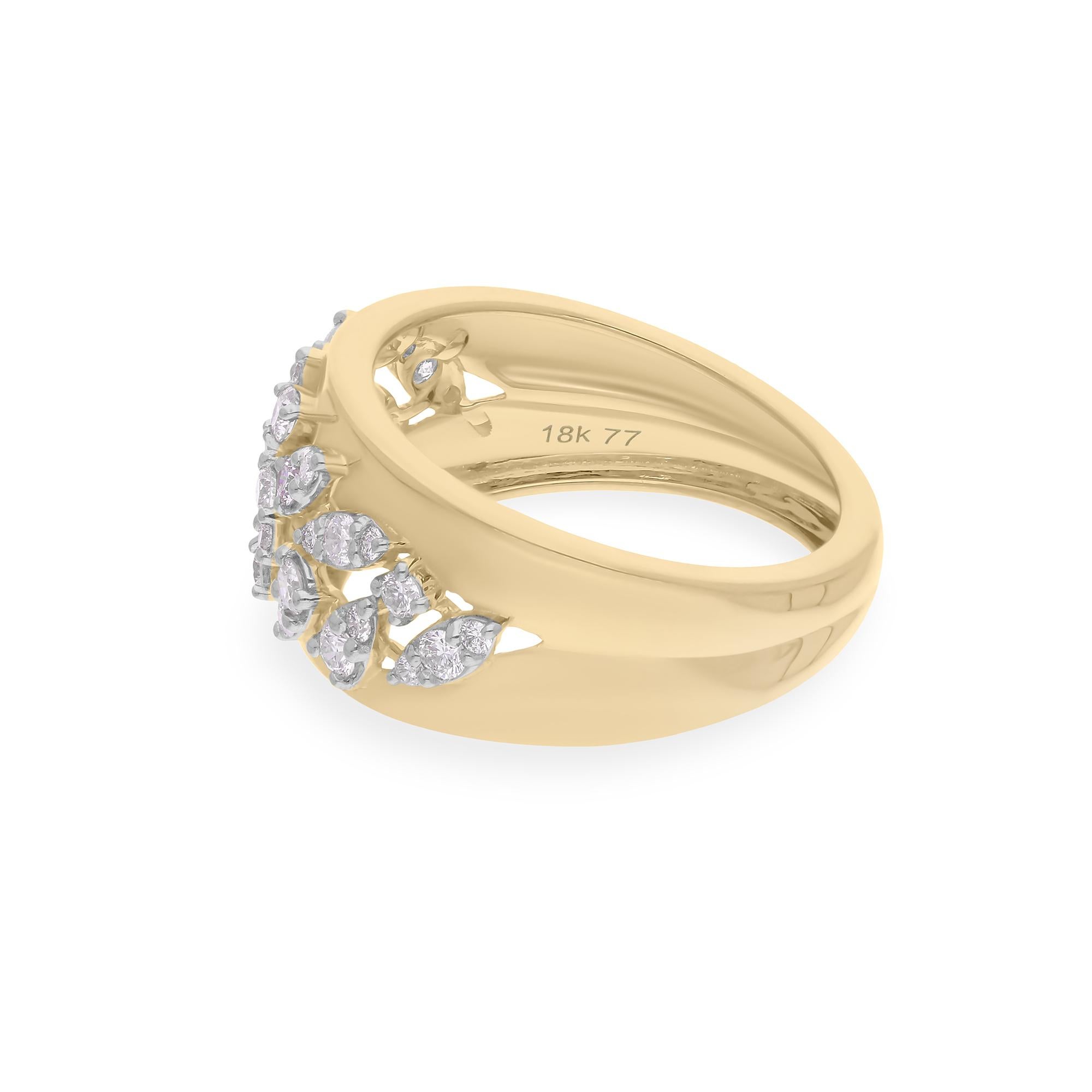 Anillo de diamantes naturales talla brillante redonda SI/H de 0,60 quilates y oro amarillo de 18 quilates Moderno en venta