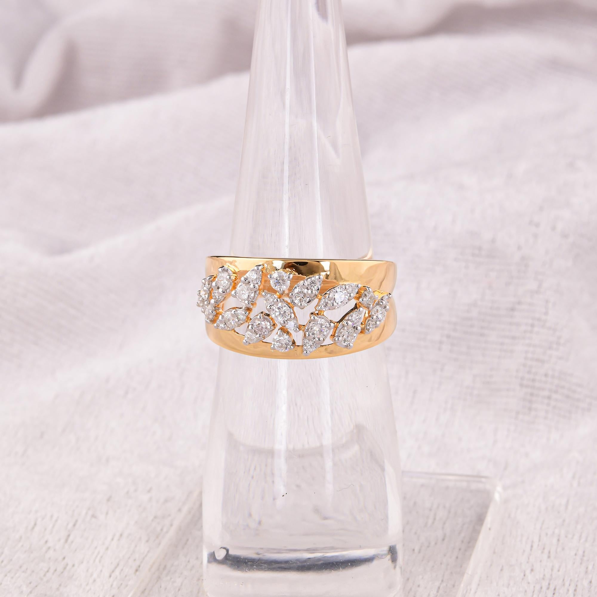 Anillo de diamantes naturales talla brillante redonda SI/H de 0,60 quilates y oro amarillo de 18 quilates Corte redondo en venta