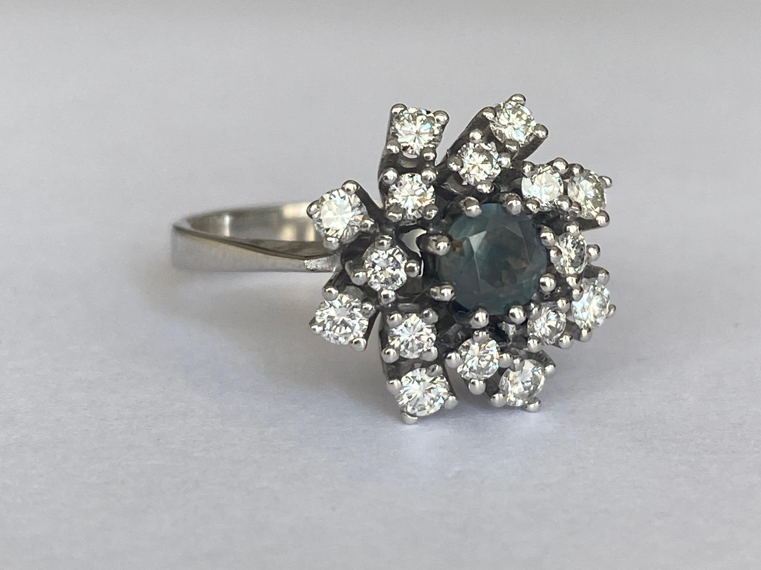 Regency ALGT Certified Natural 0.60 ct Alexandrite & Diamond White Gold Ring For Sale