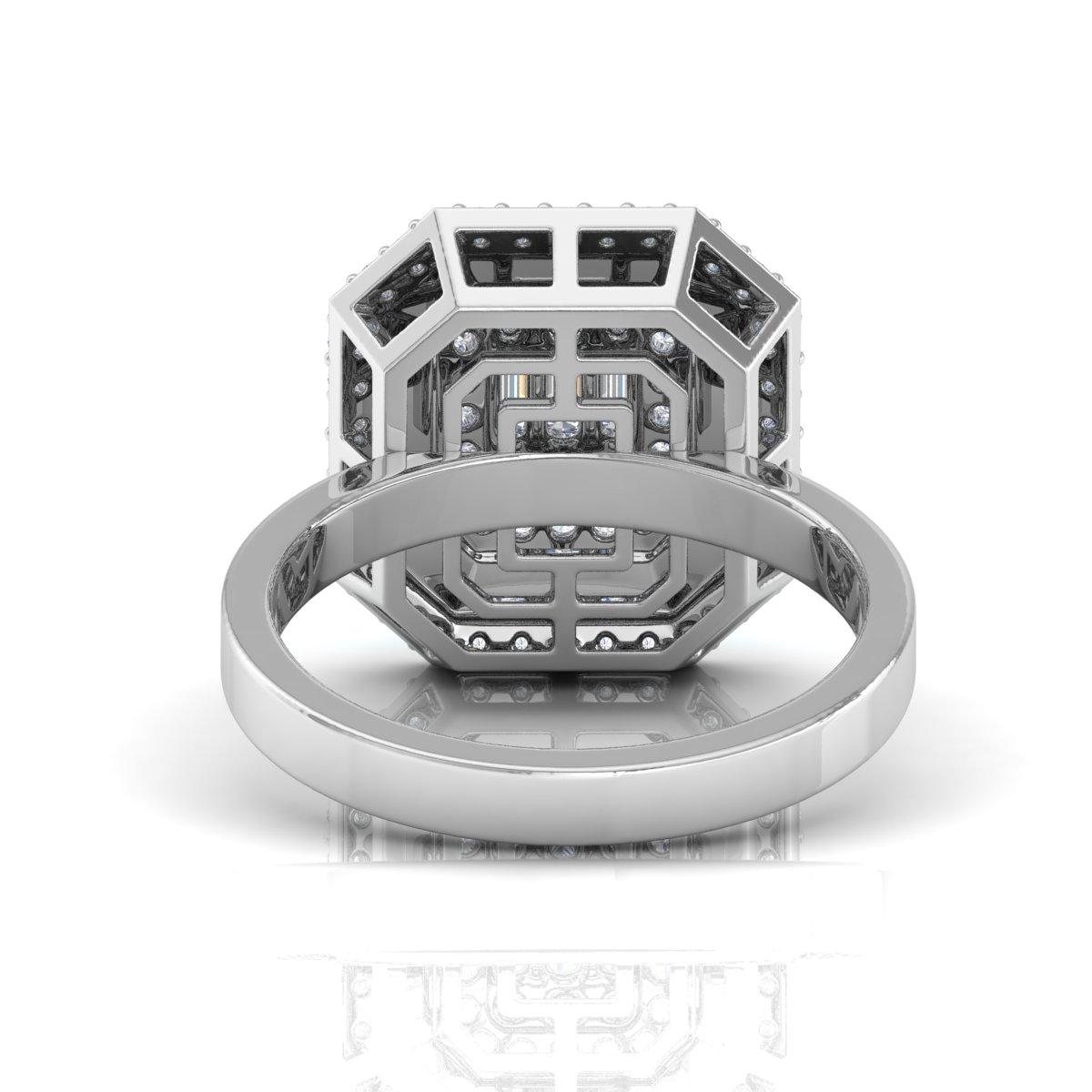 in vendita:  Anello in oro bianco massiccio 18 carati con diamante naturale da 0,60 carati e smalto blu a raggiera Whiting 6