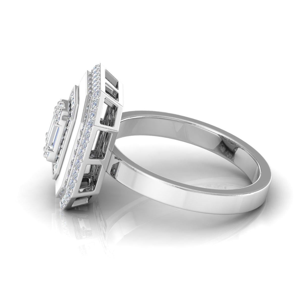 Im Angebot: Natürliche 0,60ct Diamond White Halo Emaille 18k Solid White Gold Ring Feiner Schmuck () 8