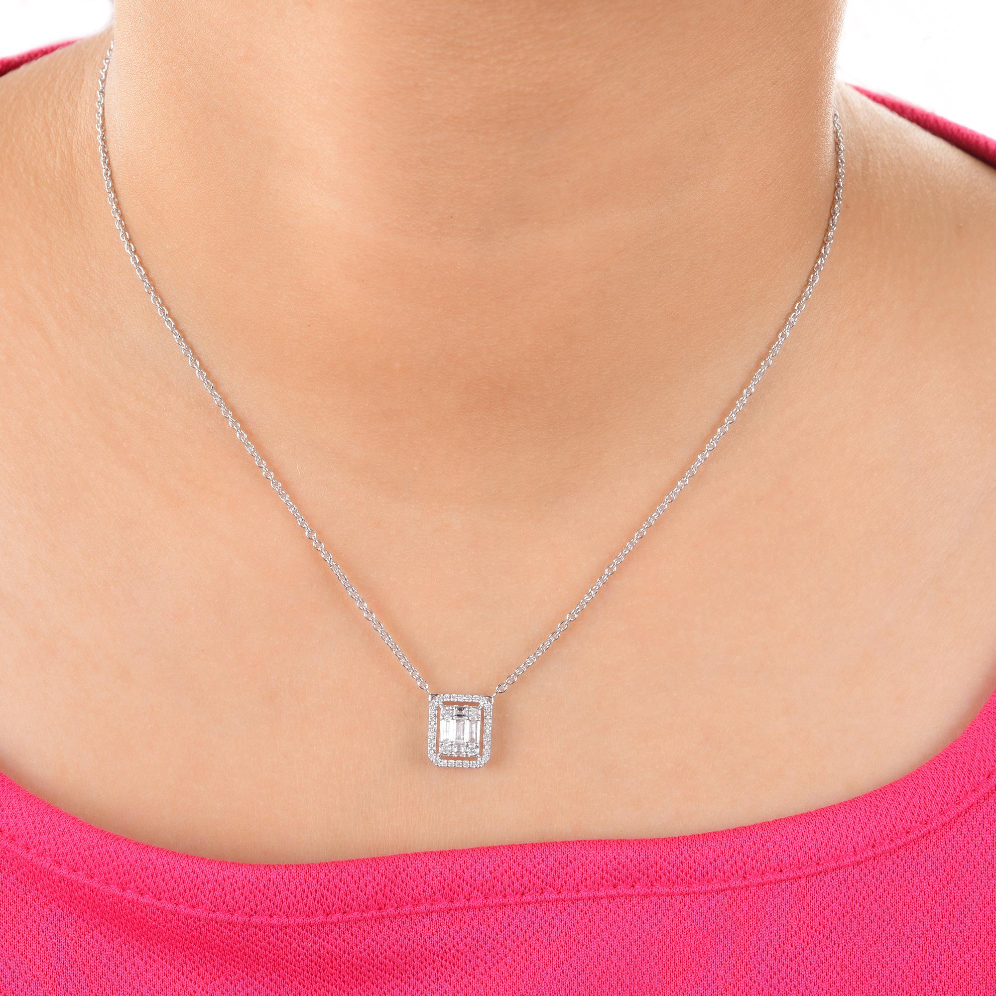 Código del Artículo :- SEPD-3706J
Peso bruto :- 3.52 gm
Oro Blanco 14k Peso :- 3.4 gm
Peso Diamante Natural :- 0.61 Ct. (CLARIDAD MEDIA DEL DIAMANTE SI1-SI2 Y COLOR H-I)
Longitud del Collar :- 16 Pulgadas de Largo

Personalización