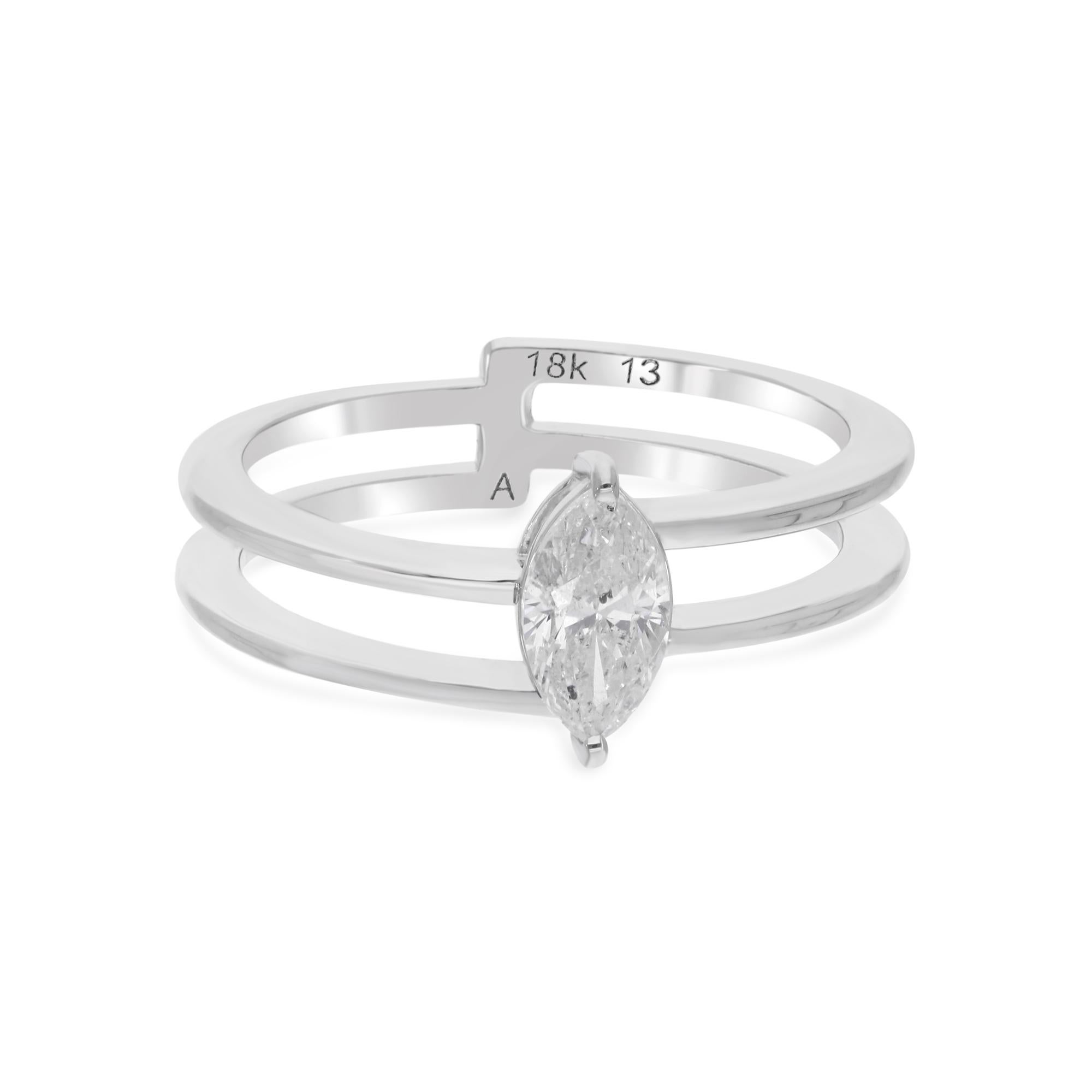 En venta: Anillo de diamantes marquesa solitario natural de 0,61 quilates Joyas de oro blanco de 14 quilates  6