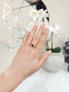 Natural 0.61ct Sapphire & Diamond Trilogy Ring in 18K Yellow Gold Size US 7