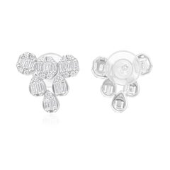 Orecchini di diamanti tondi baguette naturali da 0,62 carati SI/H in oro bianco 14 carati